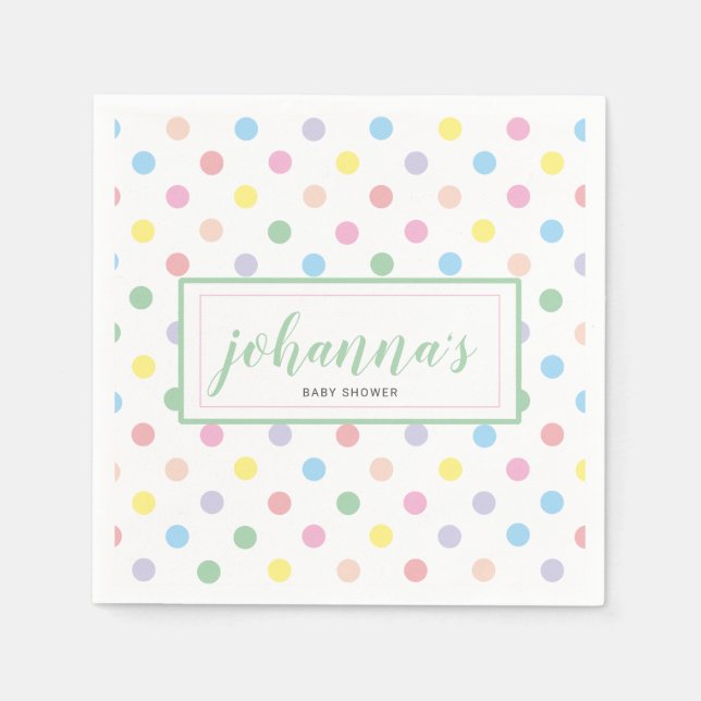 Soft Colour Polka Dots Baby Shower Paper Napkin (Front)