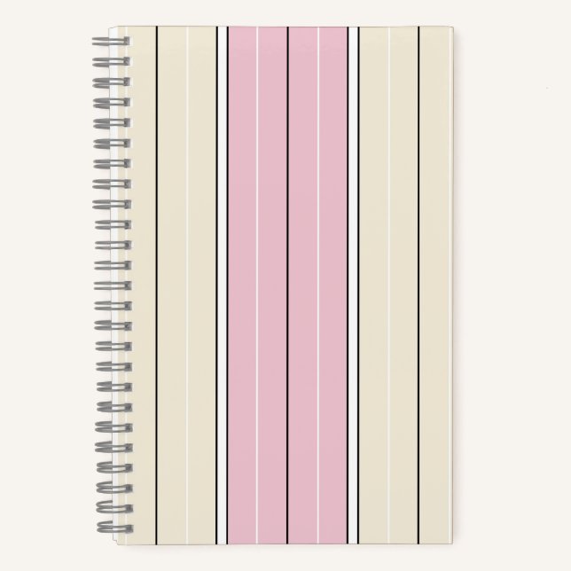 Soft Colour Vertical Stripe Pattern Design Notebook (Front)
