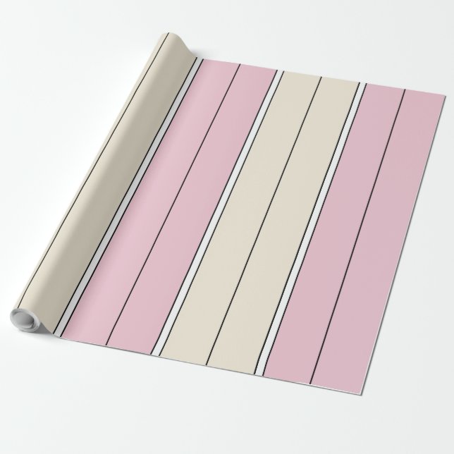 Soft Colour Vertical Stripe Pattern Design Wrapping Paper (Unrolled)