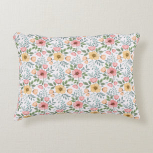 Soft Coloured Flower Pattern Accent Pillow