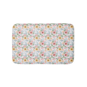 Soft Coloured Flower Pattern Bath Mat