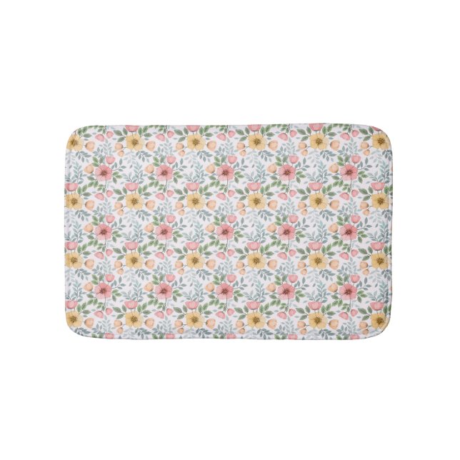 Soft Coloured Flower Pattern Bath Mat (Front)