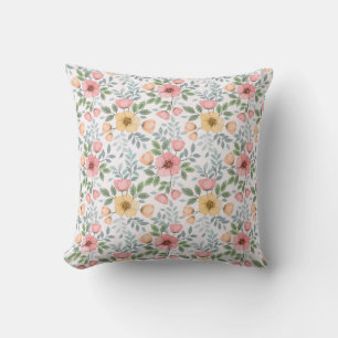 Soft Coloured Flower Pattern Throw Pillow