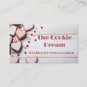 soft coloured heart shaped cookies bakery  business card