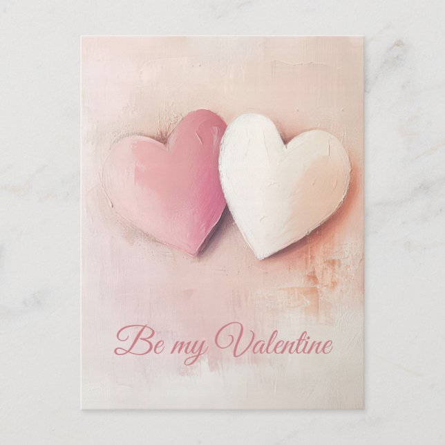 Soft coloured Hearts  Valentine's Greeting Postcard (Front)