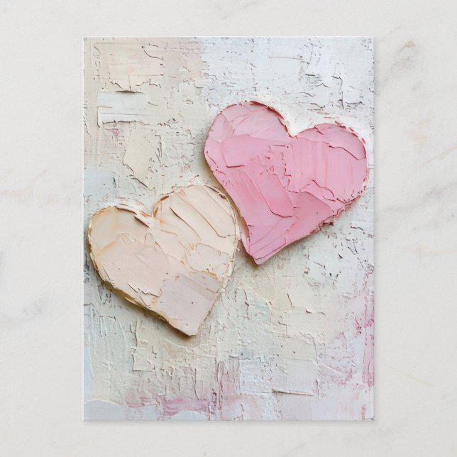 Soft coloured Hearts  Valentine's Greeting Postcard (Front)
