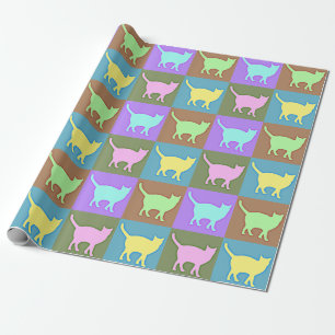 Soft Coloured Pop Art Cats Wrapping Paper