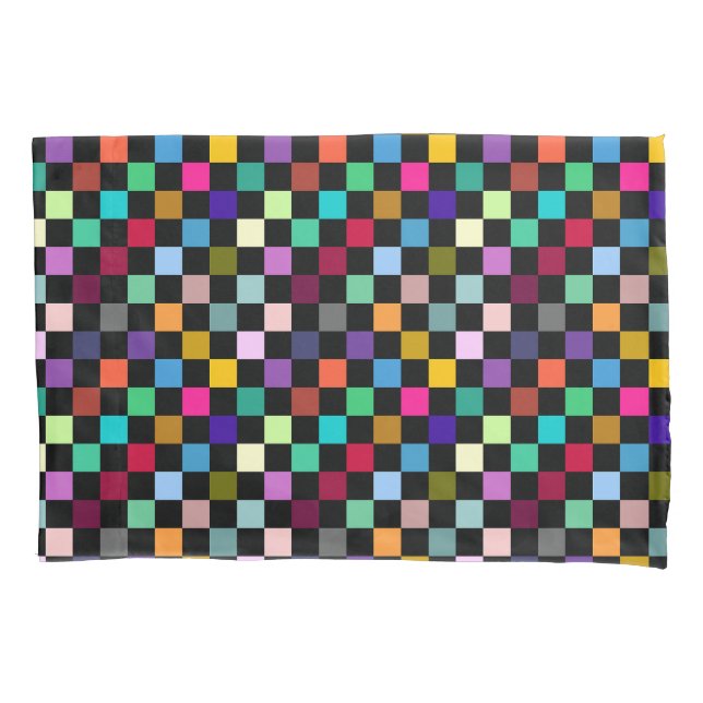 Soft Colourful Chequered Pattern Design Pillowcase (Front)