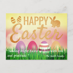 Soft Colourful Happy Easter with Eggs Personalised Postcard