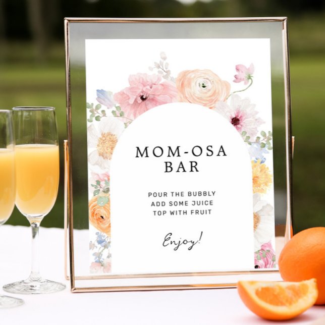Soft Colourful Pastel Floral Arch Momosa Bar Sign (Creator Uploaded)