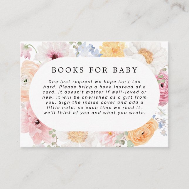 Soft Colourful Pastel Floral Frame Books For Baby Enclosure Card (Front)