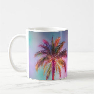 Soft Colourful Pink Purple Tropical Palm Tree Coffee Mug