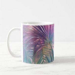 Soft Colourful Pink Tropical Palm Leaves Coffee Mug