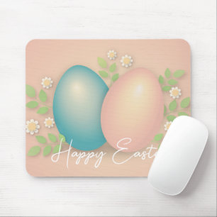 Soft colours easter egg and spring daisy flowers mouse mat