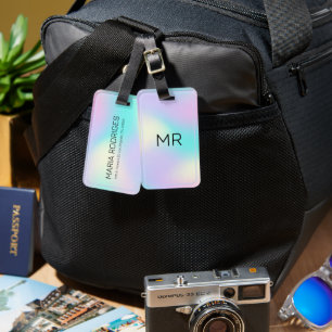Soft colours holographic background 2 luggage tag