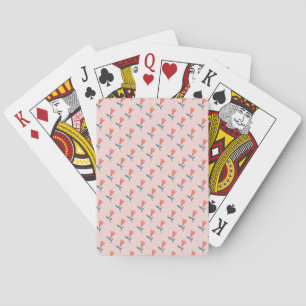 Soft Coral Blooms and Blue Leaves Pattern Playing Cards
