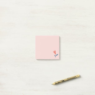 Soft Coral Blooms and Blue Leaves Pattern Post-it Notes