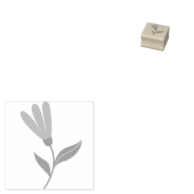 Soft Coral Blooms and Blue Leaves Pattern Rubber Stamp (Stamped)