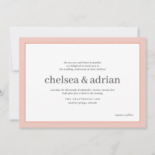 Soft Coral Border Simple Wedding Invitation