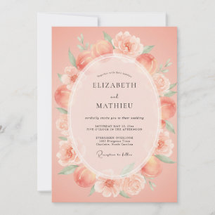 Soft Coral Ethereal Summer Wedding Invitation