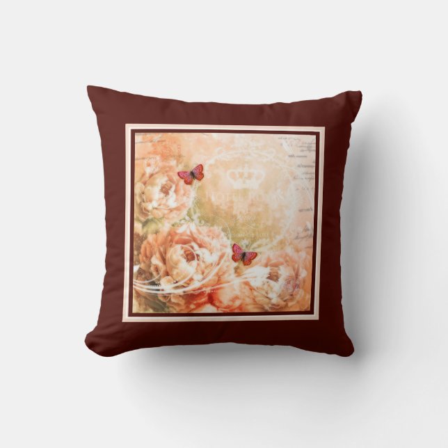 Soft coral floral cushion (Front)