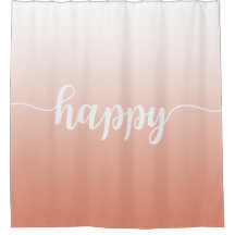 Soft Coral Handwritten Happy Quote Shower Curtain