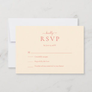 Soft Coral Modern Minimalist Wedding RSVP Card