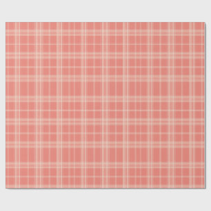Soft Coral Plaid Wrapping Paper