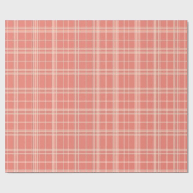 Soft Coral Plaid Wrapping Paper (Flat)