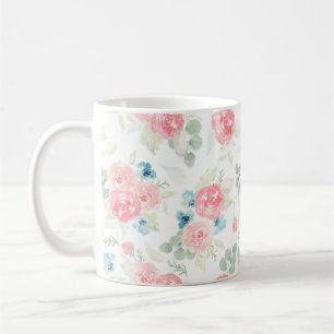 Soft Coral watercolor floral bouquet Coffee Mug