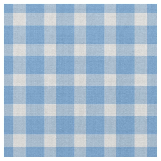 Soft Cornflower Blue Gingham Pattern Fabric (Close Up)