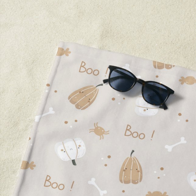 Soft Cosy Halloween Pattern Beach Towel (In Situ)