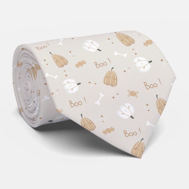 Soft Cosy Halloween Pattern Neck Tie (Rolled)