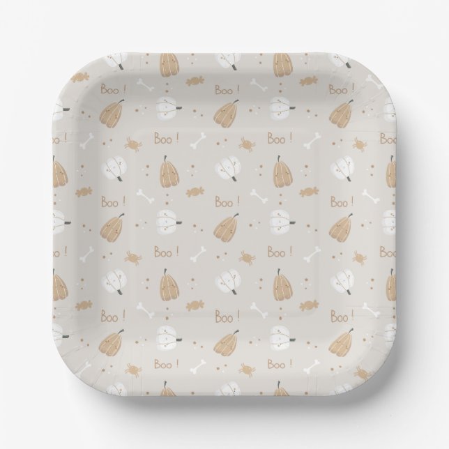 Soft Cosy Halloween Pattern Paper Plates (Front)
