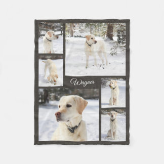 Soft cosy pet photo collage black fleece blanket