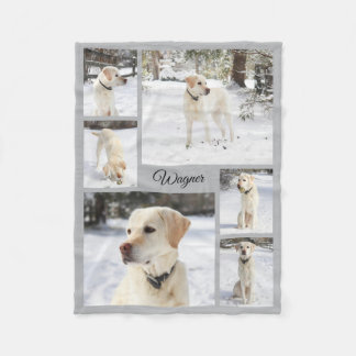 Soft cosy pet photo collage grey fleece blanket