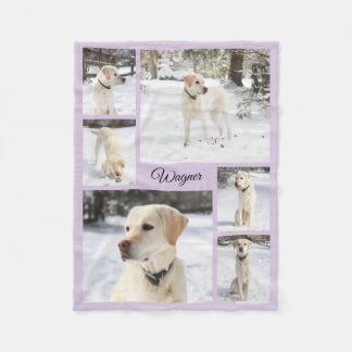 Soft cosy pet photo collage lavender fleece blanket