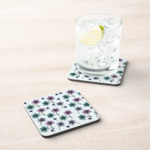 Soft Cottagecore Floral Pattern   Pastel Aesthetic Coaster
