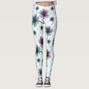 Soft Cottagecore Floral Pattern Pastel Aesthetic Leggings