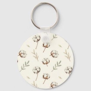 Soft Cotton Blossom Botanical Pattern Key Ring