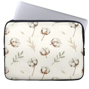 Soft Cotton Blossom Botanical Pattern Laptop Sleeve