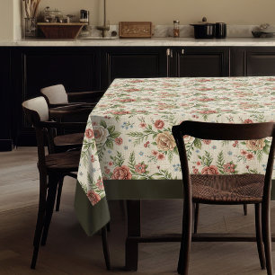 Soft Cotton Floral Tablecloth  Rustic Cottage Feel