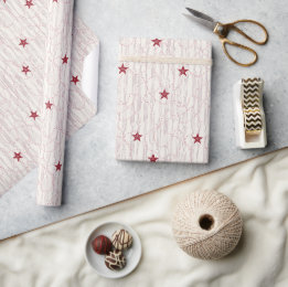 Soft Cream Barn Star Pearl Garland Wrapping Paper