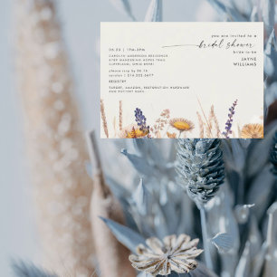 Soft Cream Dried Flowers Bridal Shower  Invitation