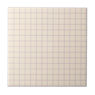Soft Cream & Purple Chequered Retro Minimalist Tile