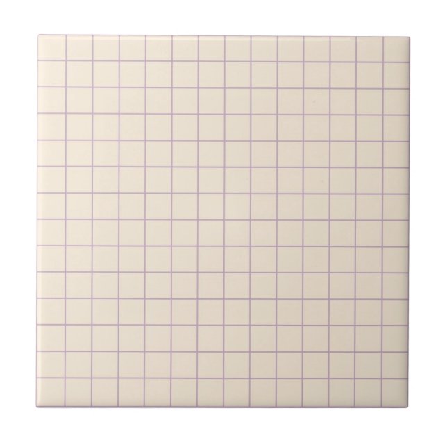 Soft Cream & Purple Chequered Retro Minimalist Tile (Front)