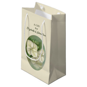 Soft Cream White Pastel Hydrangea Floral Small Gift Bag