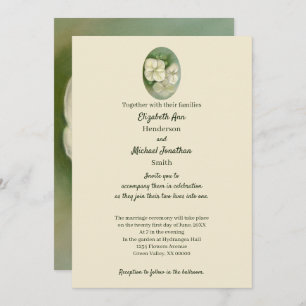 Soft Cream White Pastel Hydrangea Floral Wedding Invitation