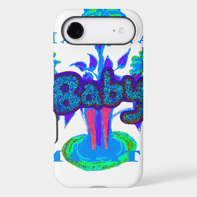 Soft Cyan Blue Flower Art: A Baby's Touch.  (Back)