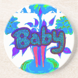 Soft Cyan Blue Flower Art: A Baby's Touch.  Coaster